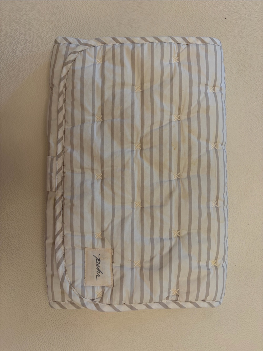 Pehr Neutral Stripe Quilted Changing Pad Cream and Grey